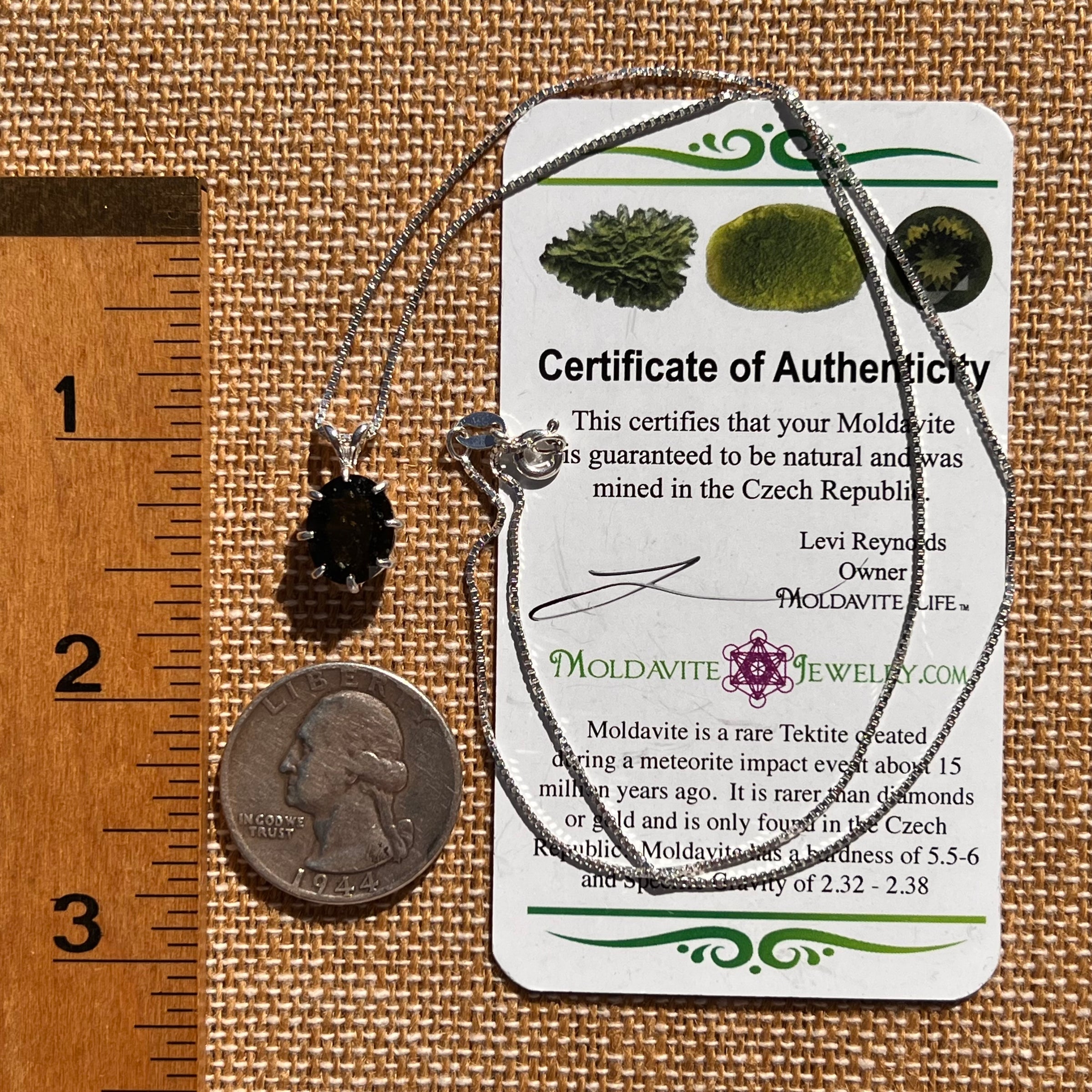 Moldavite Gem Necklace Sterling Silver #7669-Moldavite Life