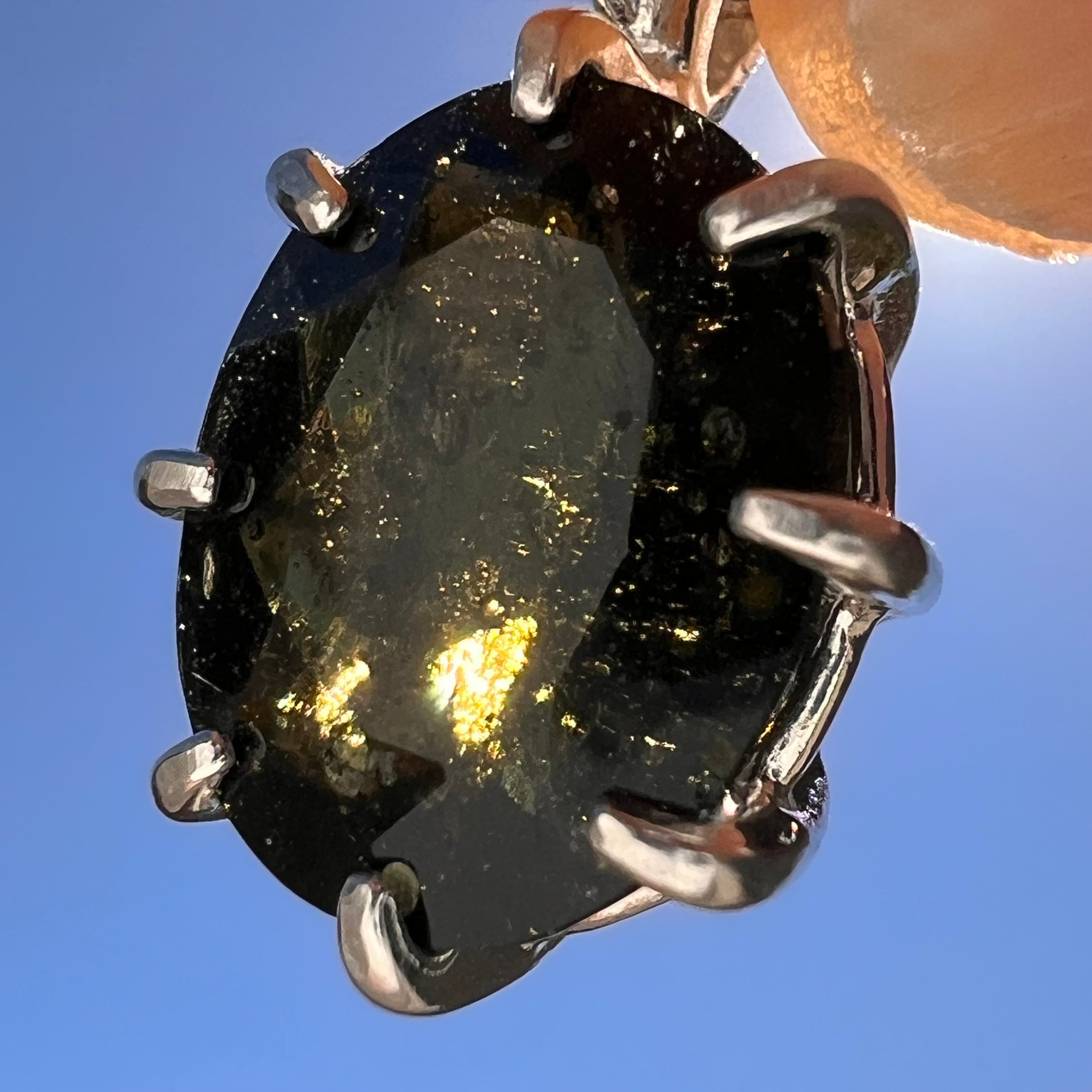 Moldavite Gem Necklace Sterling Silver #7669-Moldavite Life