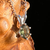 Moldavite Gem Necklace Sterling Silver #7873-Moldavite Life
