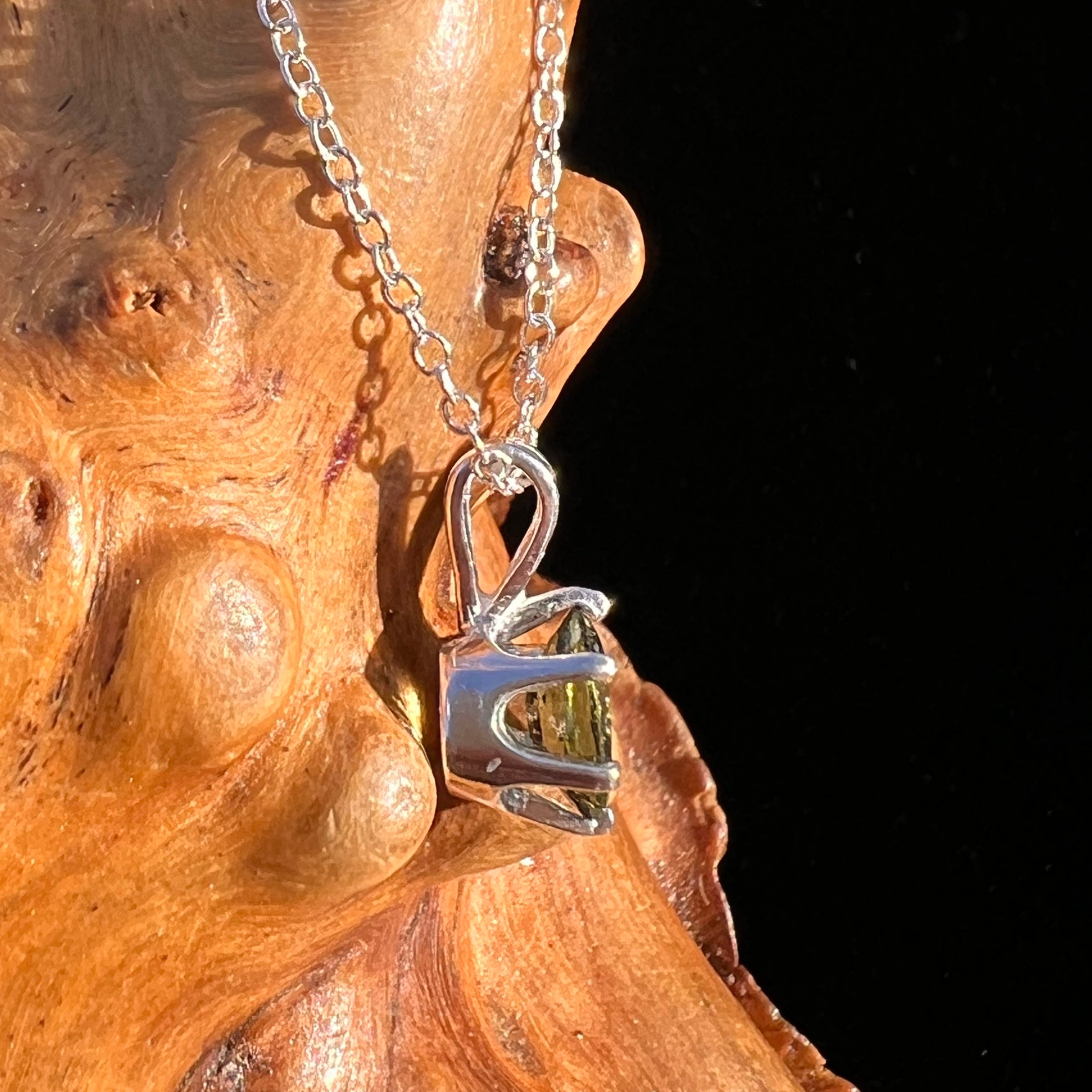 Moldavite Gem Necklace Sterling Silver #7873-Moldavite Life