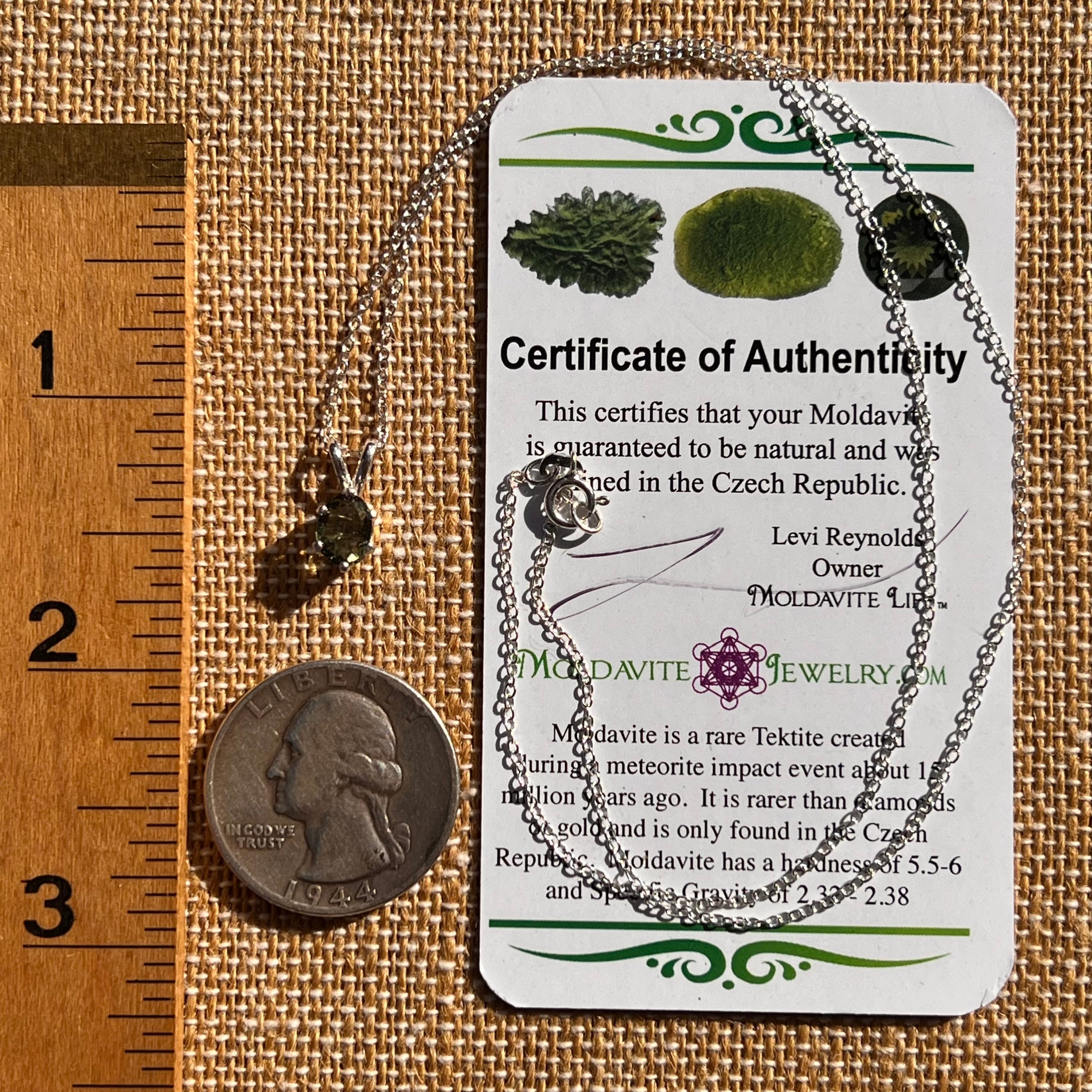 Moldavite Gem Necklace Sterling Silver #7873-Moldavite Life