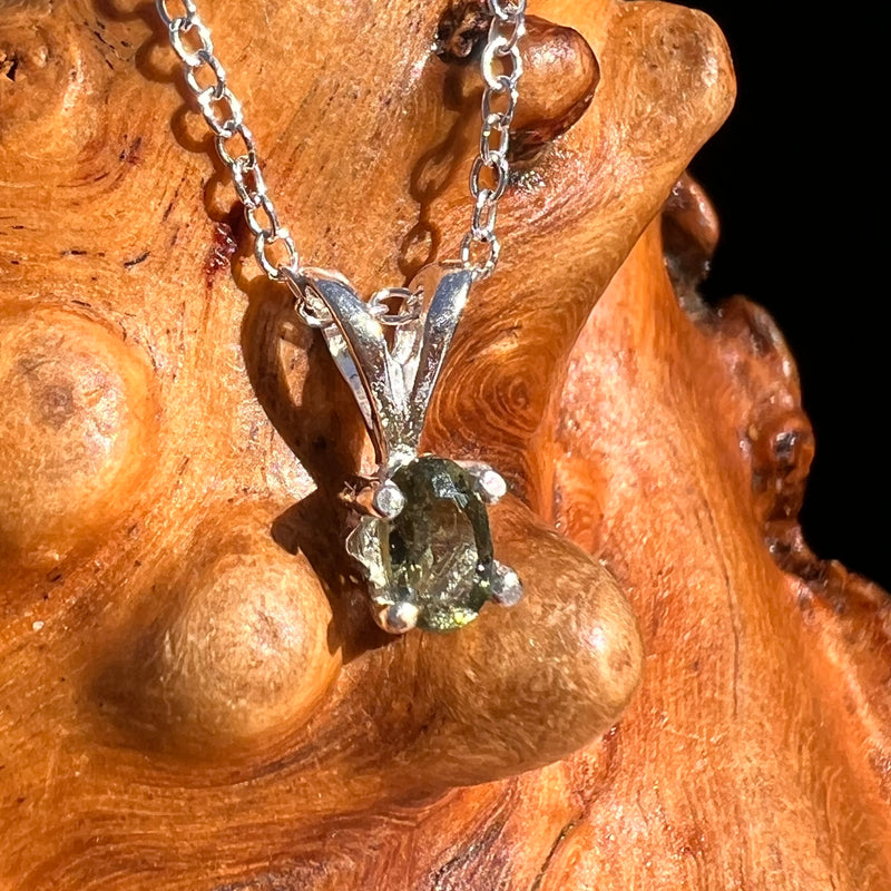 Moldavite Gem Necklace Sterling Silver #7881-Moldavite Life