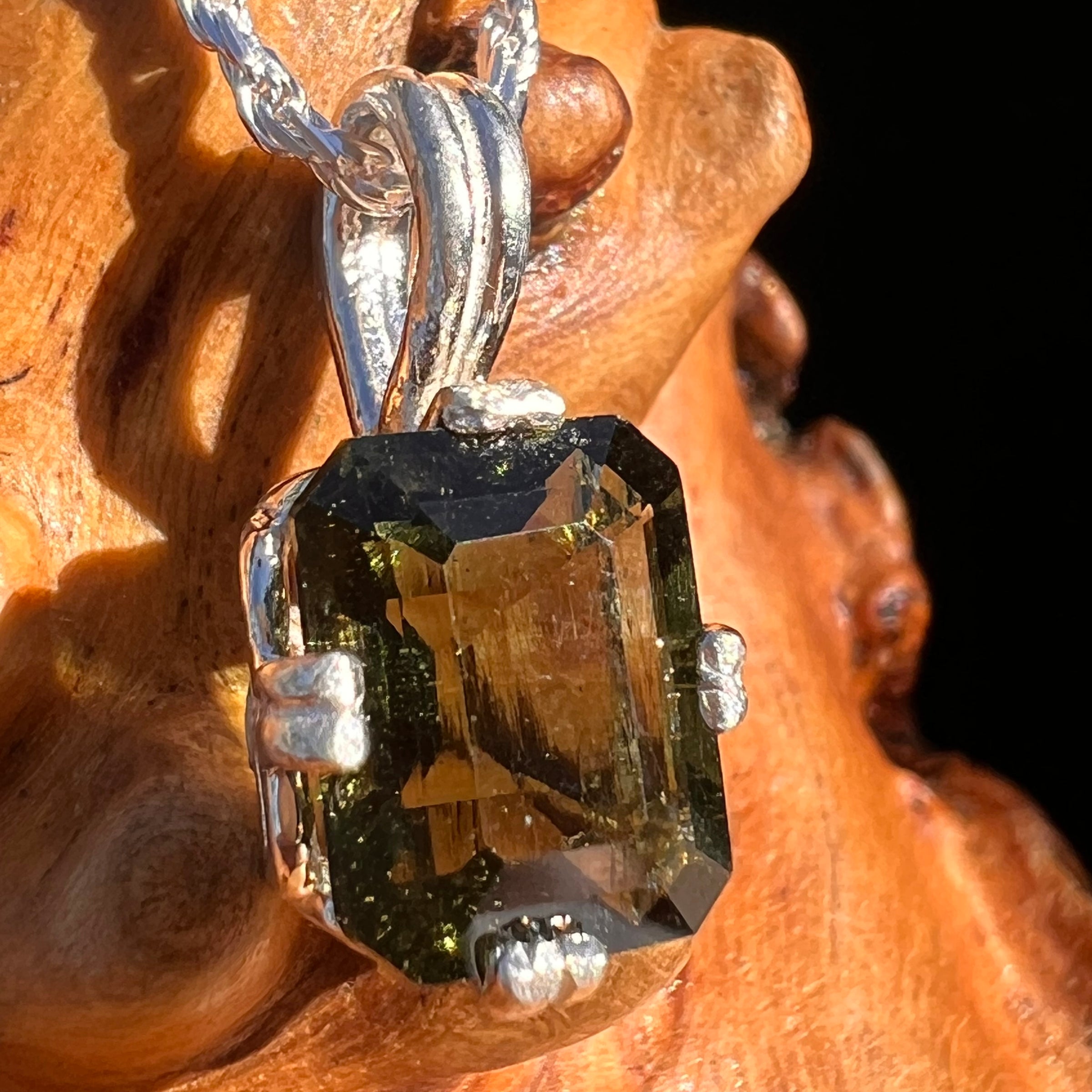 Moldavite Gem Pendant Sterling Silver #6116-Moldavite Life