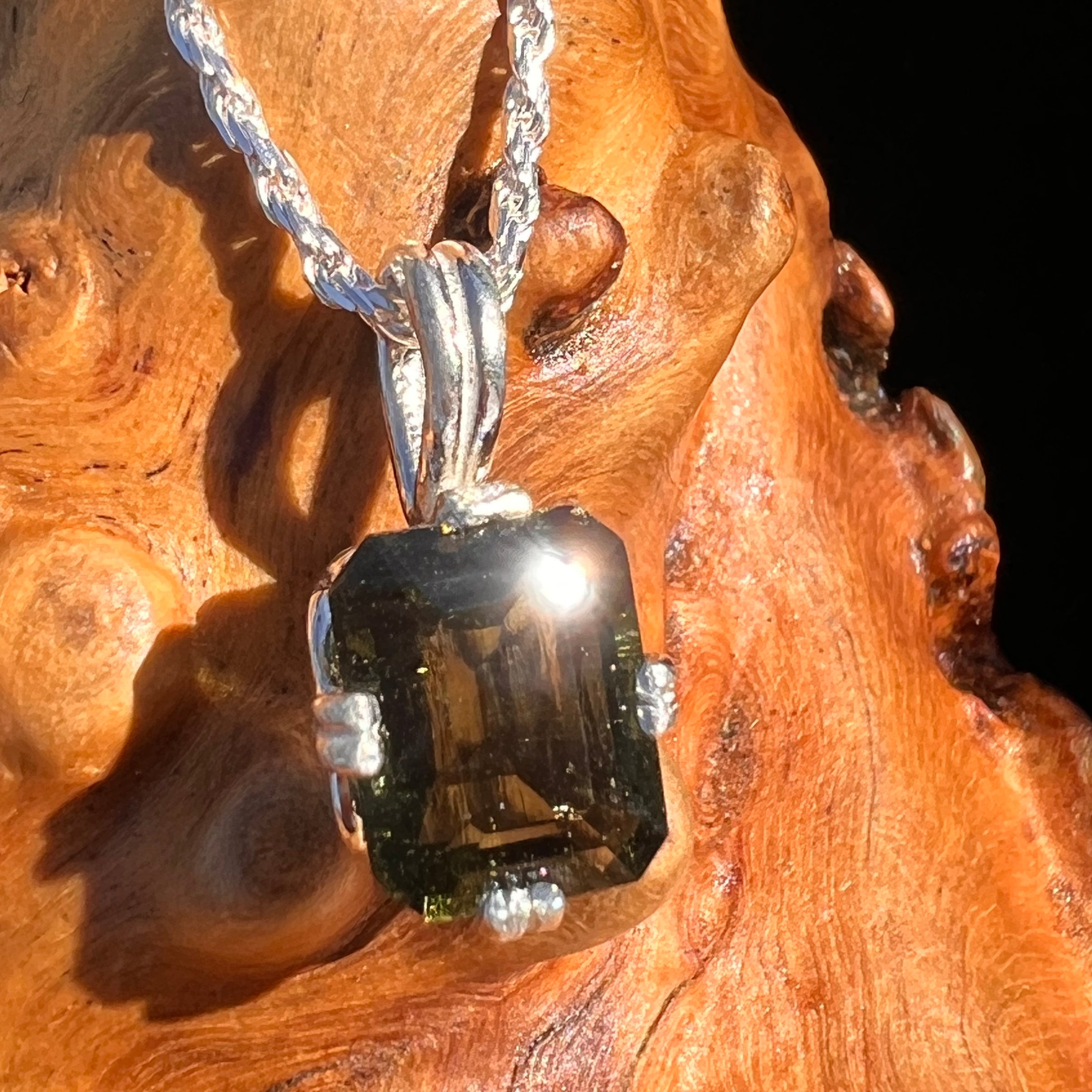 Moldavite Gem Pendant Sterling Silver #6116-Moldavite Life