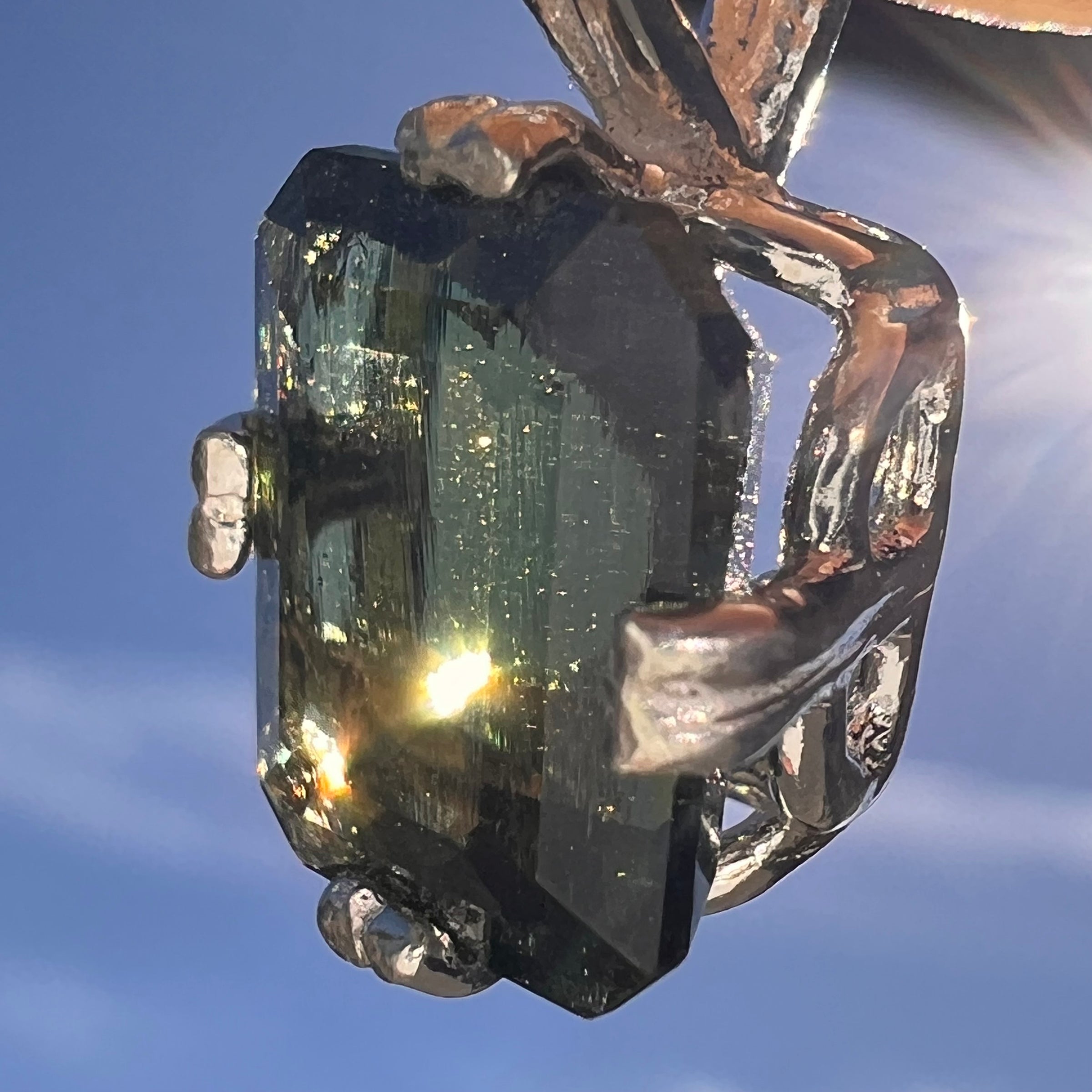 Moldavite Gem Pendant Sterling Silver #6116-Moldavite Life