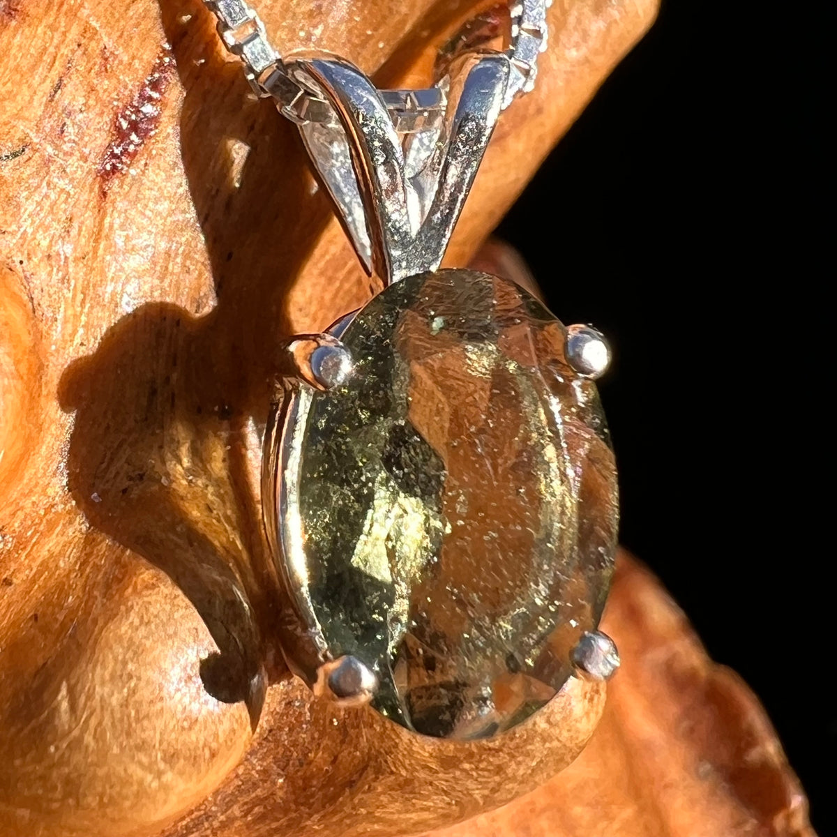 Moldavite Gem Pendant Sterling Silver #7871-Moldavite Life