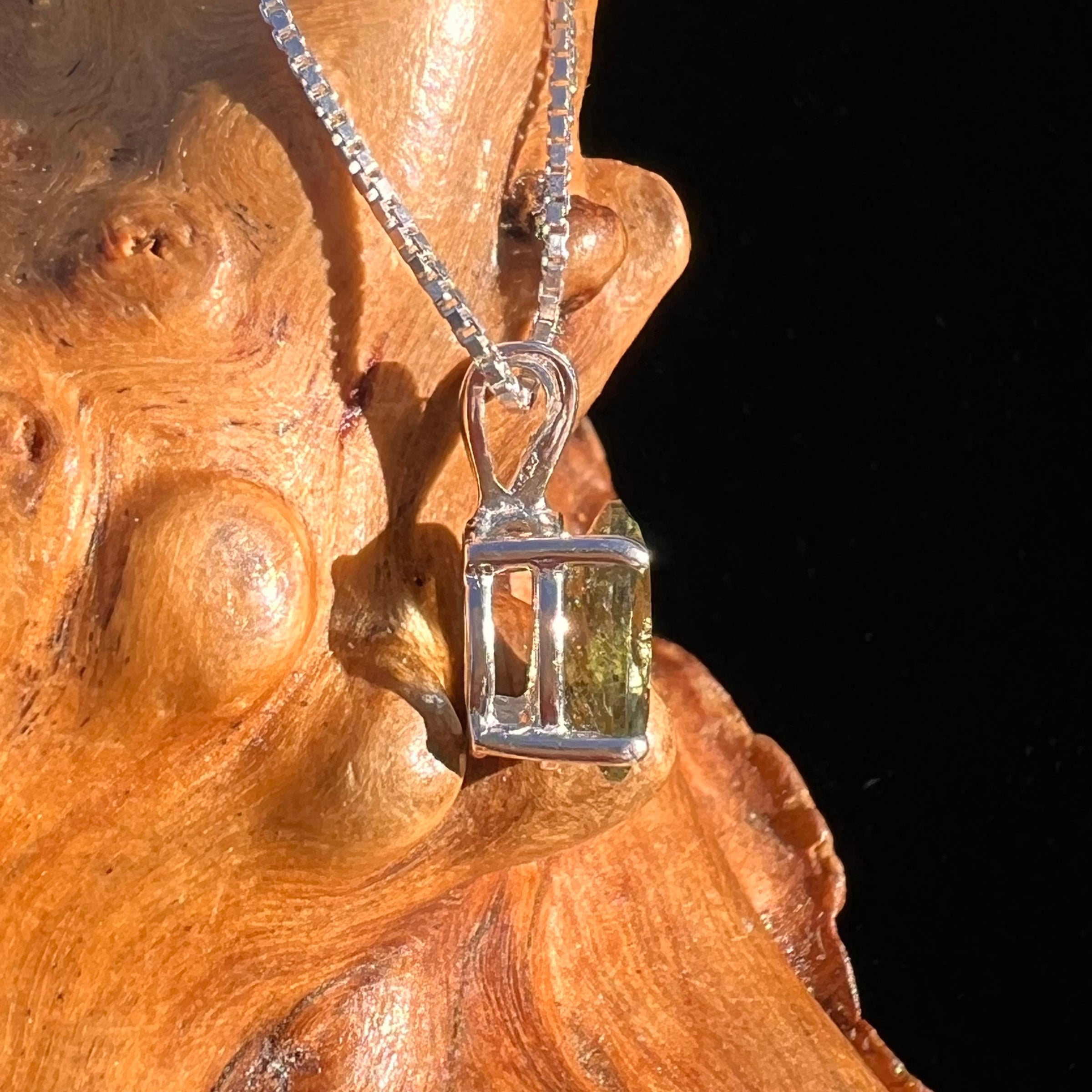 Moldavite Gem Pendant Sterling Silver #7871-Moldavite Life