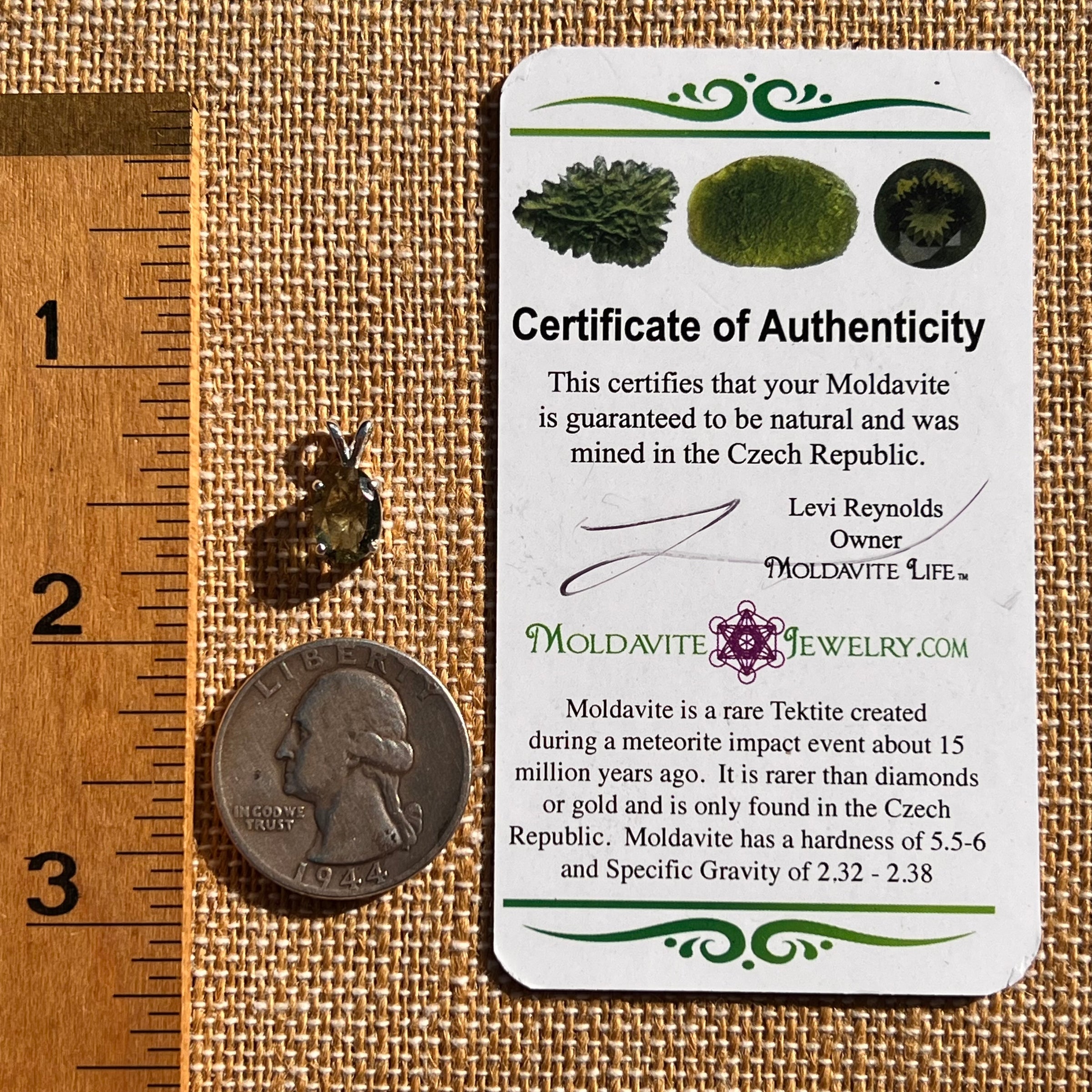 Moldavite Gem Pendant Sterling Silver #7871-Moldavite Life