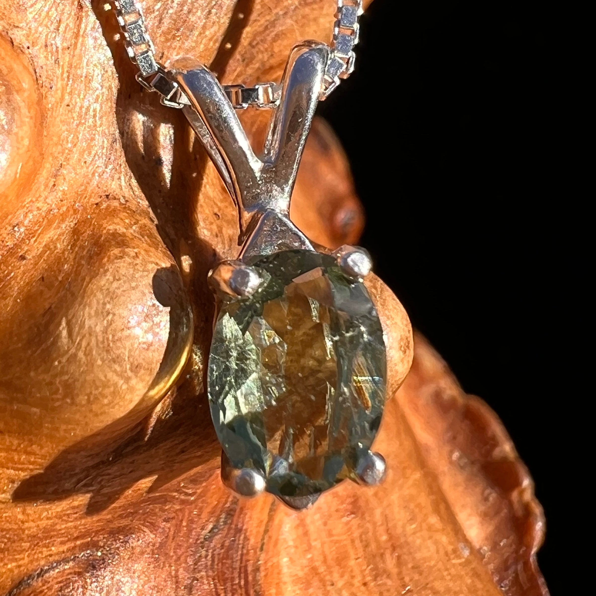 Moldavite Gem Pendant Sterling Silver #7874-Moldavite Life