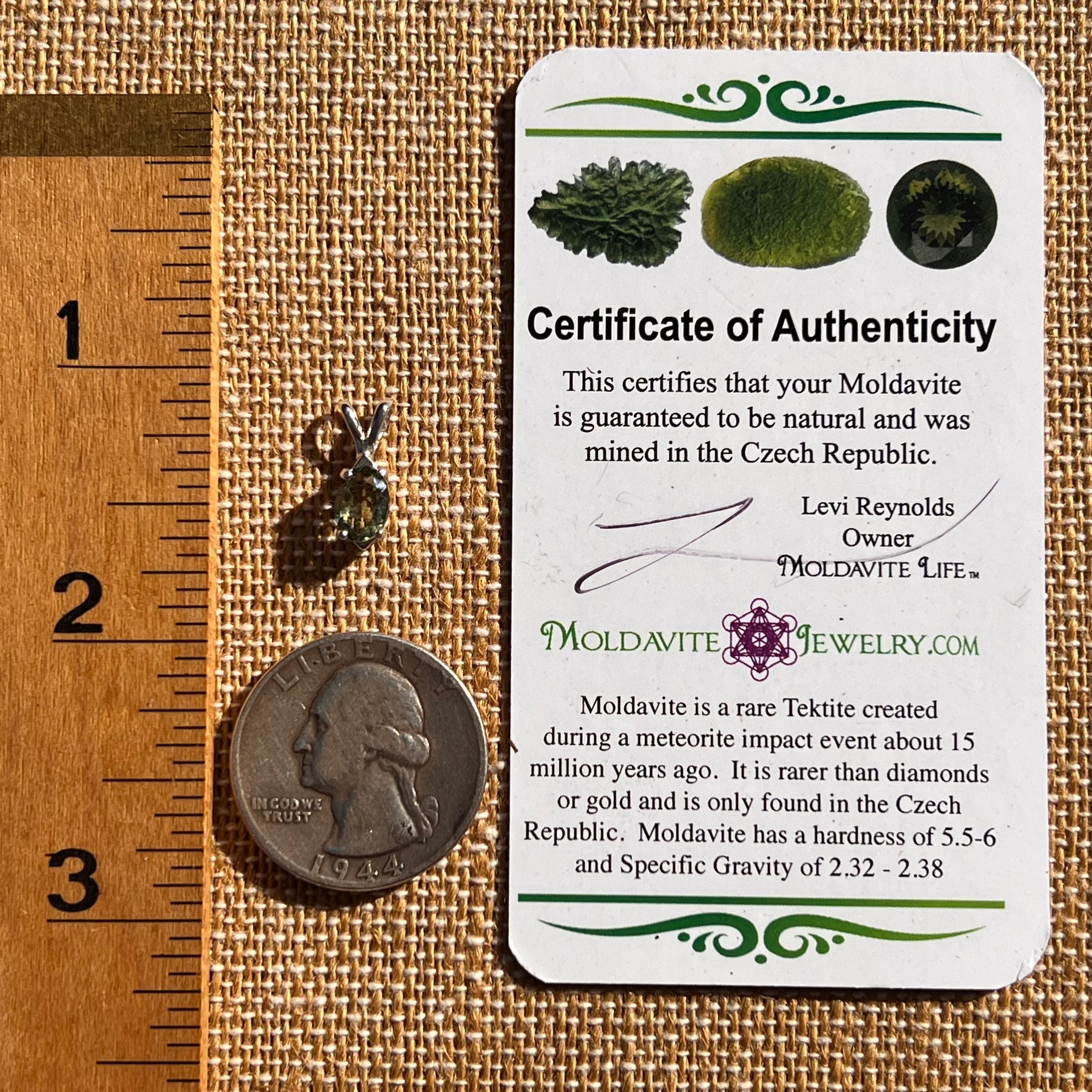 Moldavite Gem Pendant Sterling Silver #7874-Moldavite Life