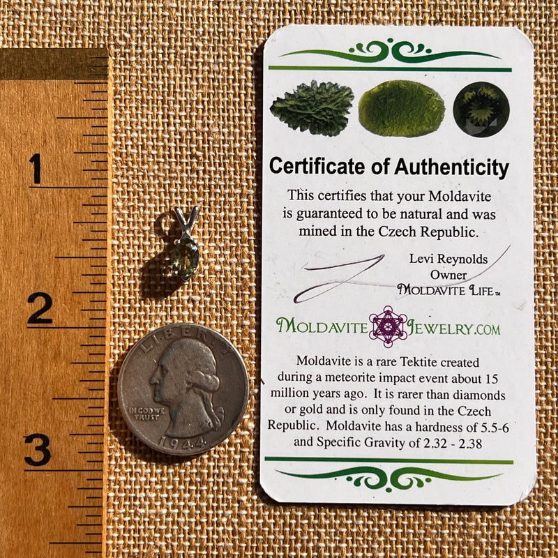 Moldavite Gem Pendant Sterling Silver #7874-Moldavite Life