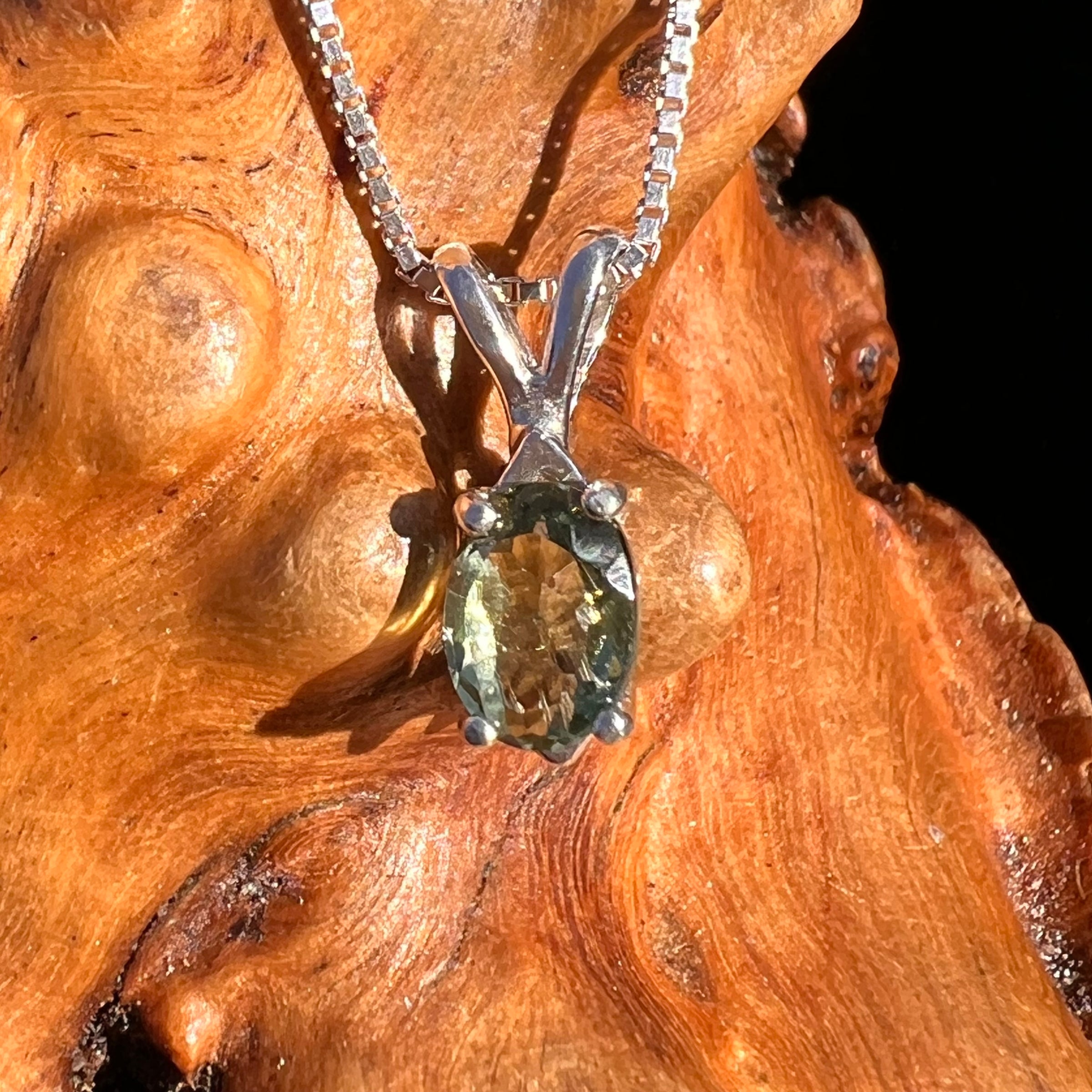 Moldavite Gem Pendant Sterling Silver #7874-Moldavite Life