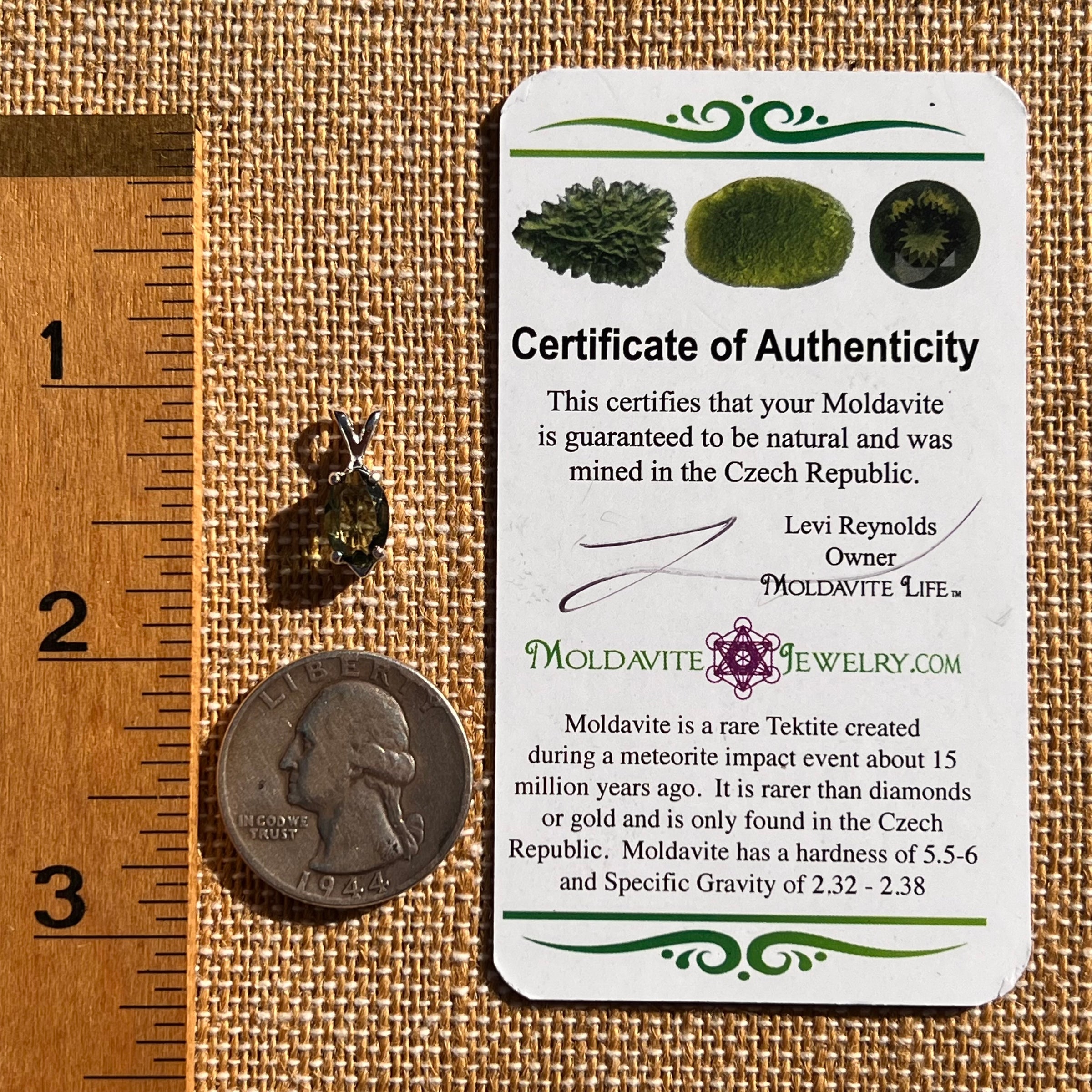 Moldavite Gem Pendant Sterling Silver #7875-Moldavite Life