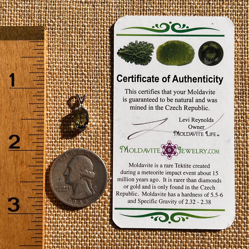 Moldavite Gem Pendant Sterling Silver #7875-Moldavite Life