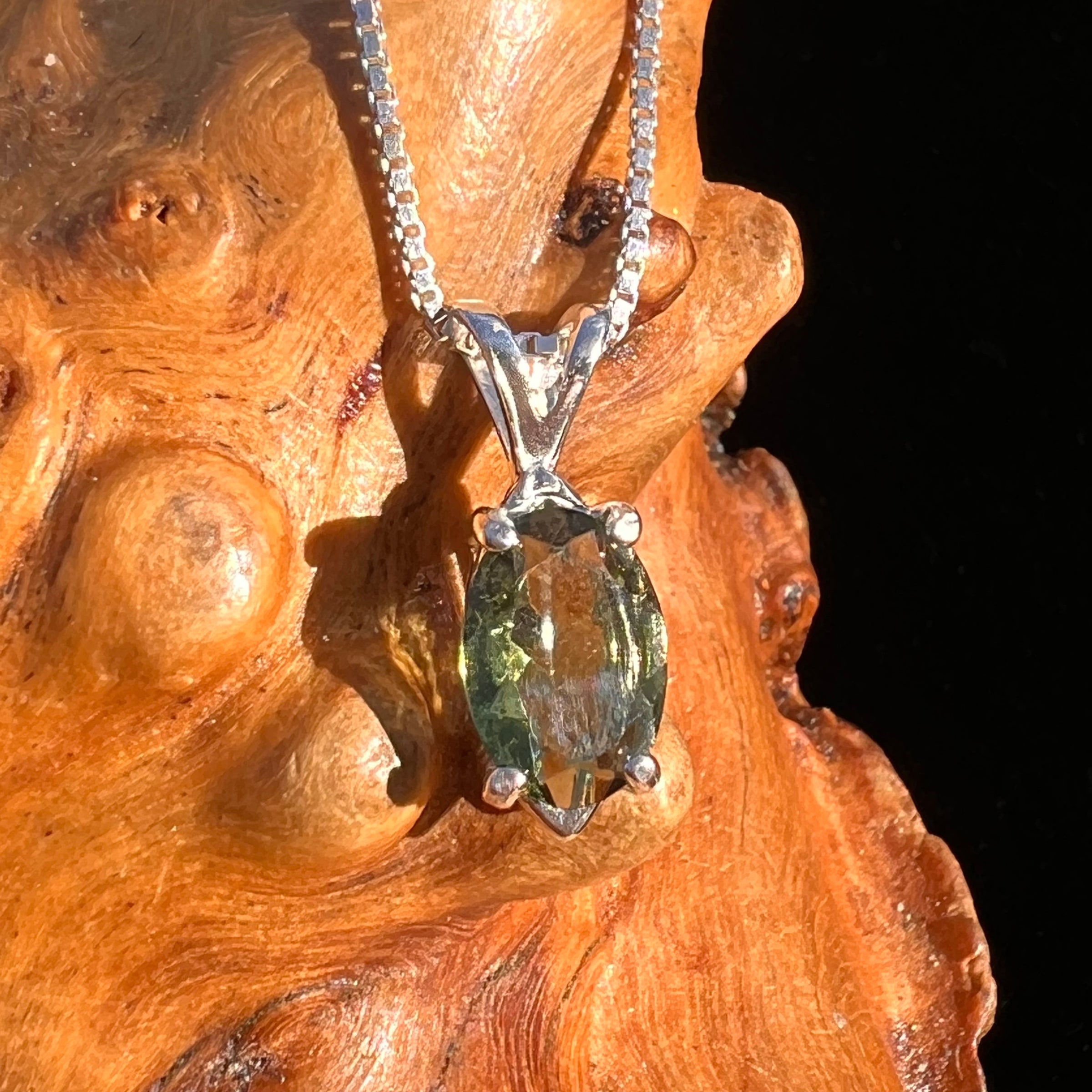 Moldavite Gem Pendant Sterling Silver #7875-Moldavite Life