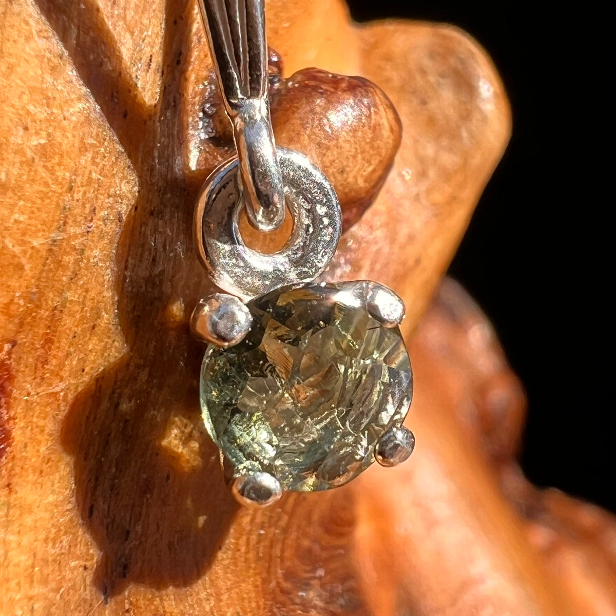 Moldavite Gem Pendant Sterling Silver #8248-Moldavite Life