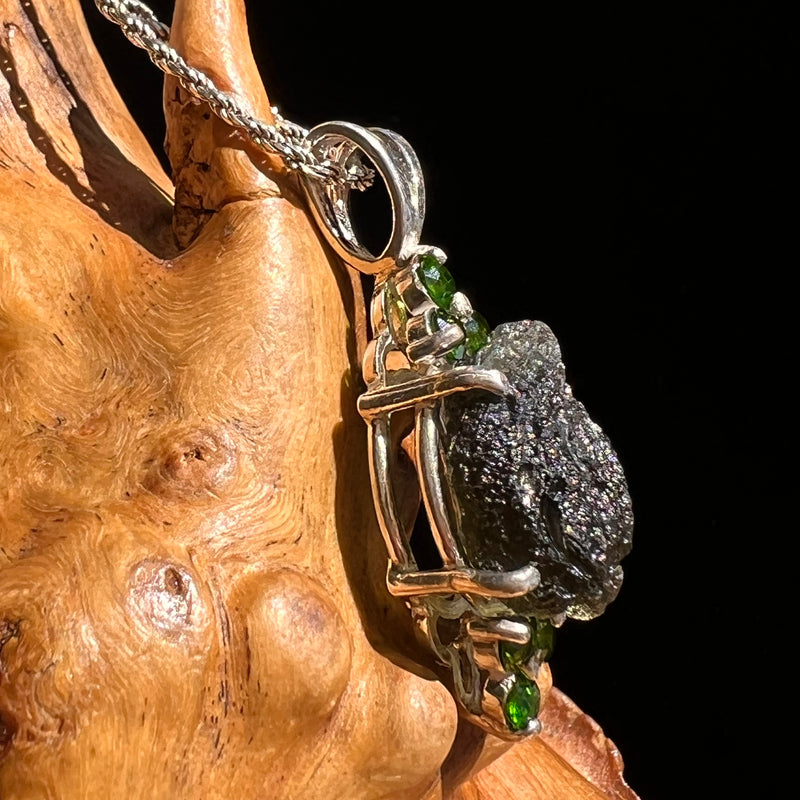 Moldavite & Green Chrome Diopside Pendant Sterling #6652-Moldavite Life