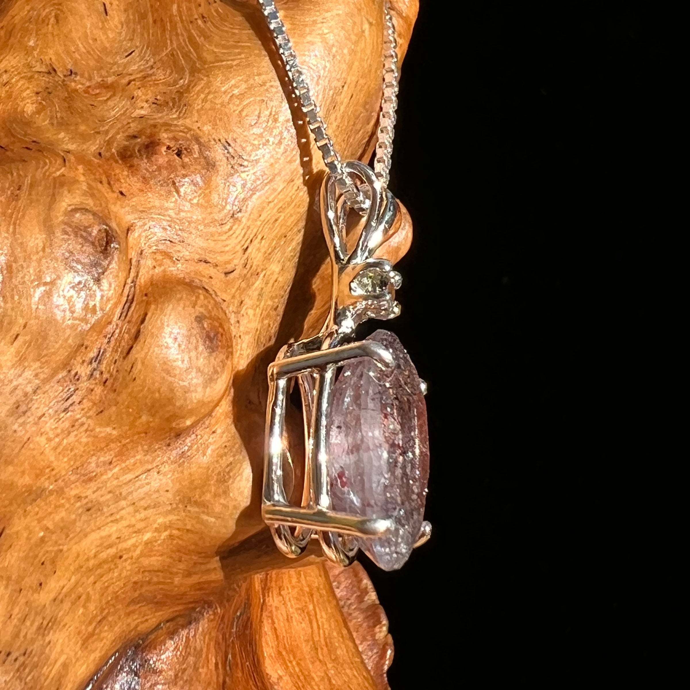 Moldavite & Harlequin Quartz Necklace Sterling #6722-Moldavite Life