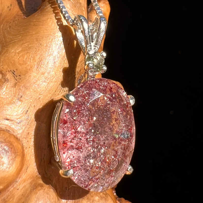 Moldavite & Harlequin Quartz Necklace Sterling #6723-Moldavite Life