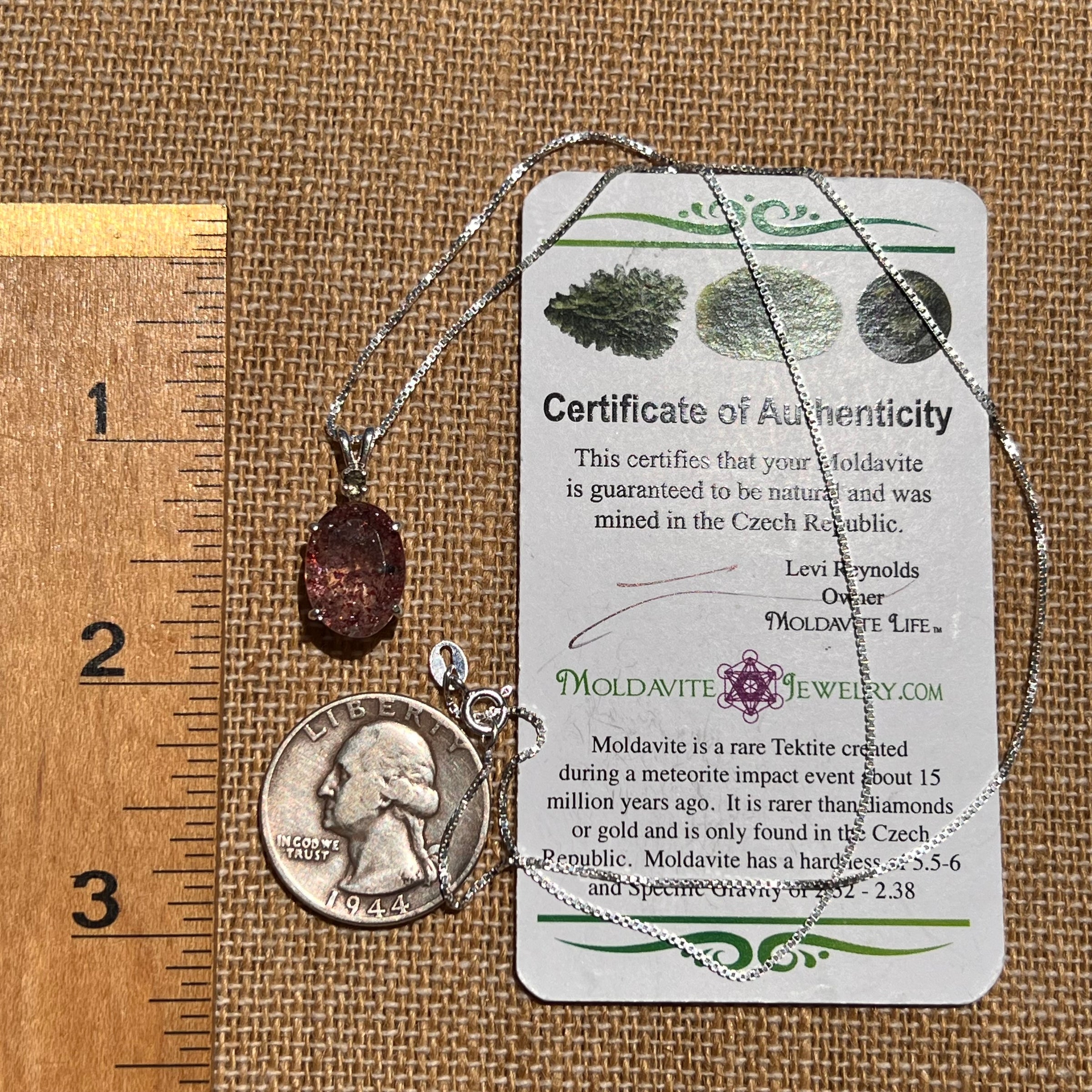 Moldavite & Harlequin Quartz Necklace Sterling #6723-Moldavite Life