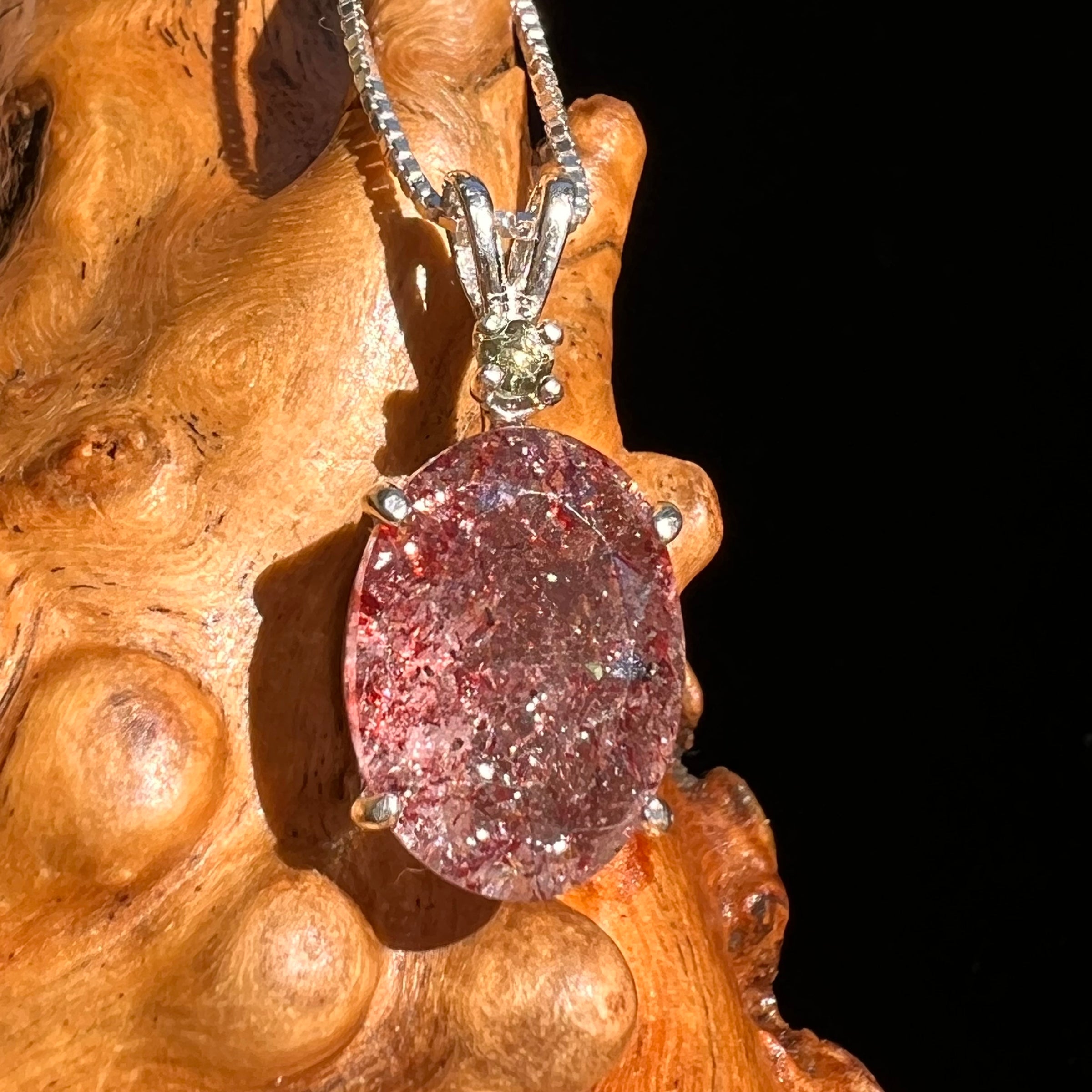 Moldavite & Harlequin Quartz Necklace Sterling #6723-Moldavite Life