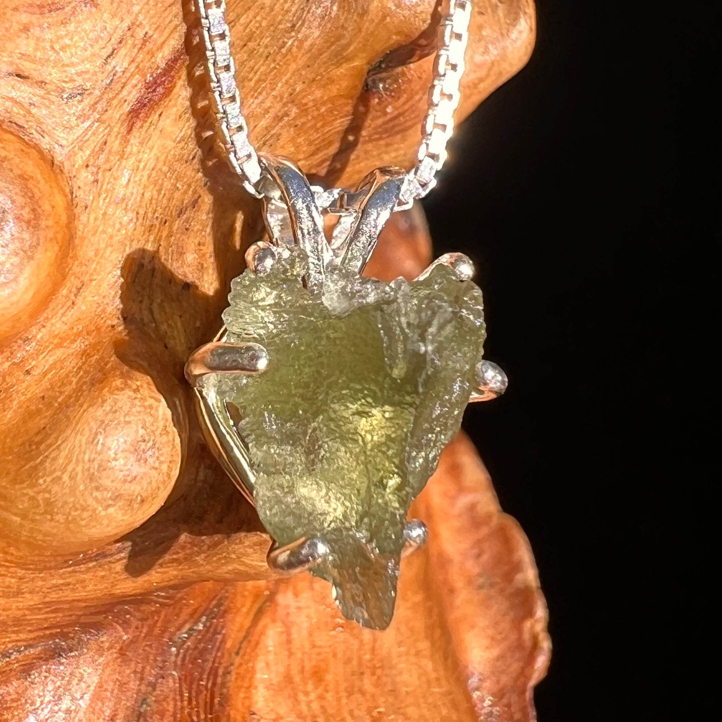 Moldavite Heart Necklace Sterling Silver #7253-Moldavite Life