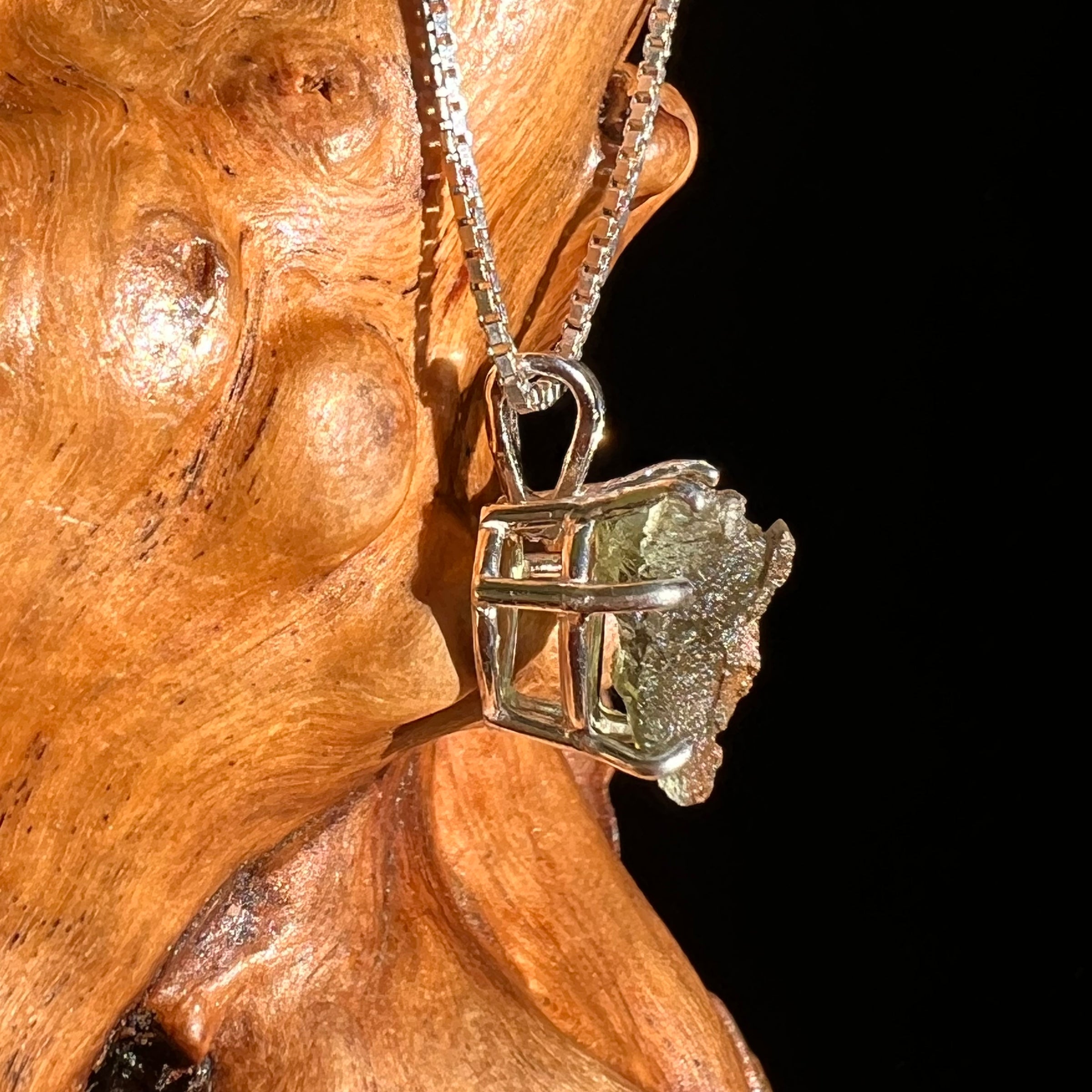 Moldavite Heart Necklace Sterling Silver #7253-Moldavite Life