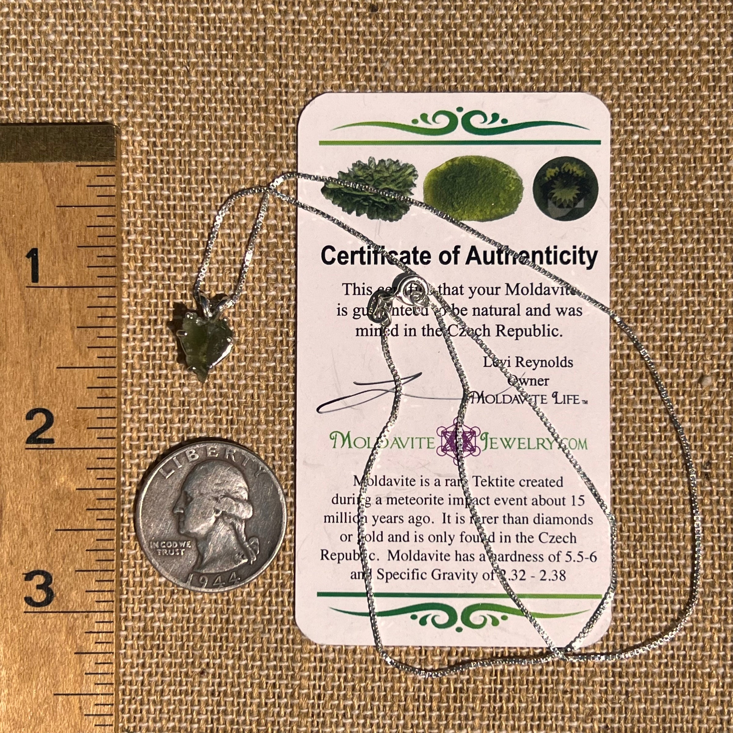 Moldavite Heart Necklace Sterling Silver #7253-Moldavite Life