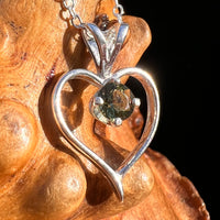 Moldavite Heart Necklace Sterling Silver #7867-Moldavite Life