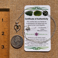 Moldavite Heart Necklace Sterling Silver #7867-Moldavite Life
