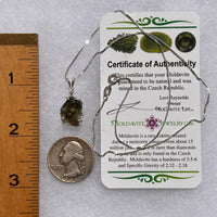 Moldavite & Herkimer Diamond Necklace Sterling #5476-Moldavite Life