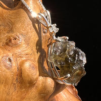 Moldavite & Herkimer Diamond Necklace Sterling #5478-Moldavite Life