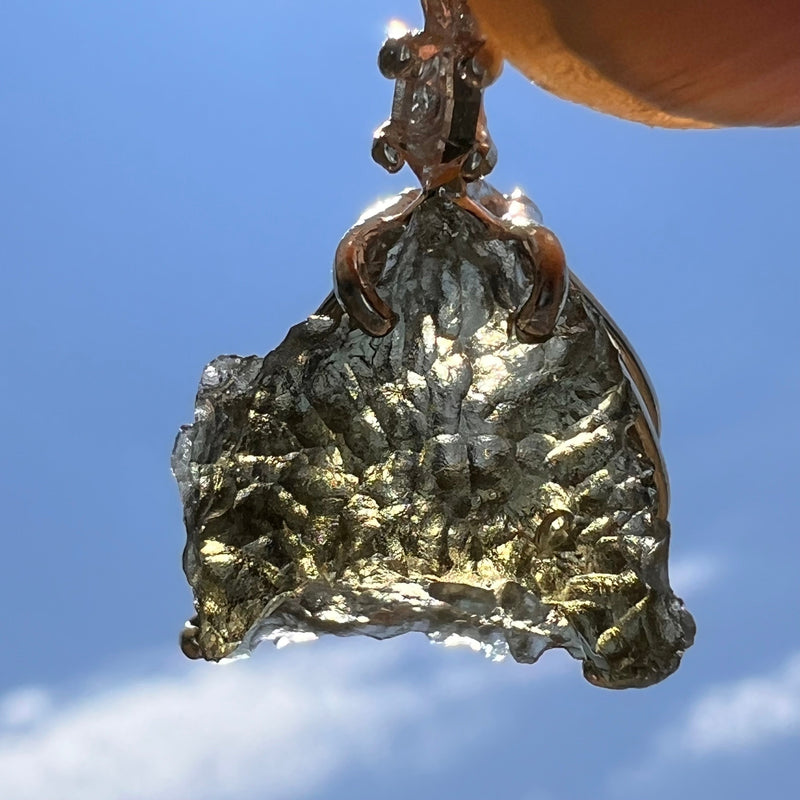 Moldavite & Herkimer Diamond Necklace Sterling #5480-Moldavite Life