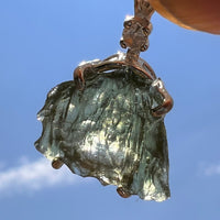 Moldavite & Herkimer Diamond Necklace Sterling #5481-Moldavite Life