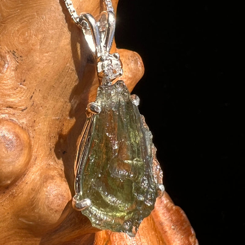 Moldavite & Herkimer Diamond Necklace Sterling #5486-Moldavite Life