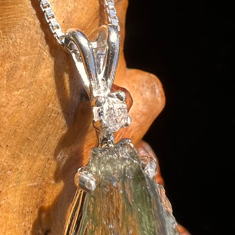 Moldavite & Herkimer Diamond Necklace Sterling #5486-Moldavite Life