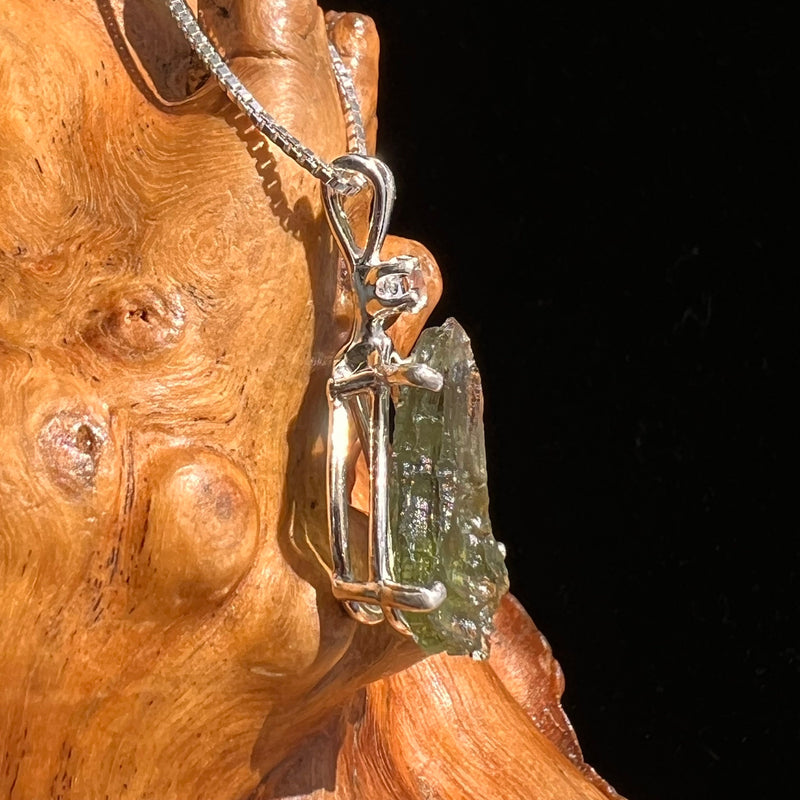 Moldavite & Herkimer Diamond Necklace Sterling #5486-Moldavite Life