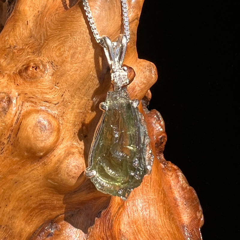 Moldavite & Herkimer Diamond Necklace Sterling #5486-Moldavite Life