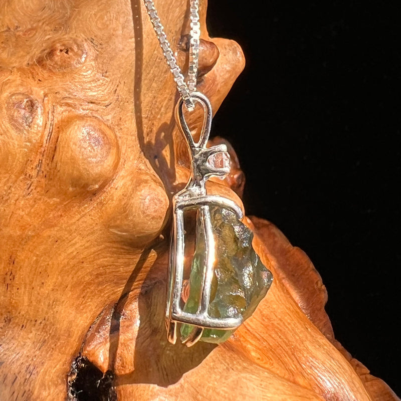 Moldavite & Herkimer Diamond Necklace Sterling #5491-Moldavite Life