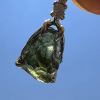 Moldavite & Herkimer Diamond Necklace Sterling #5491-Moldavite Life