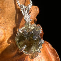 Moldavite & Herkimer Diamond Necklace Sterling #5493-Moldavite Life