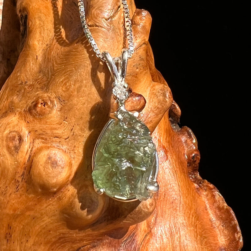 Moldavite & Herkimer Diamond Necklace Sterling #5494-Moldavite Life