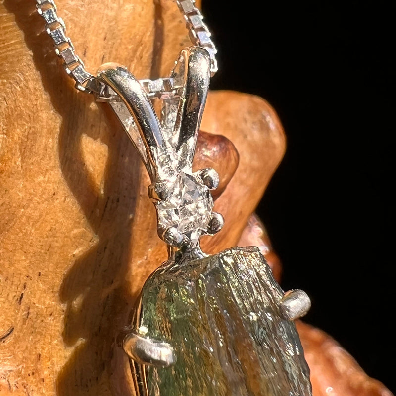 Moldavite & Herkimer Diamond Necklace Sterling #5495-Moldavite Life