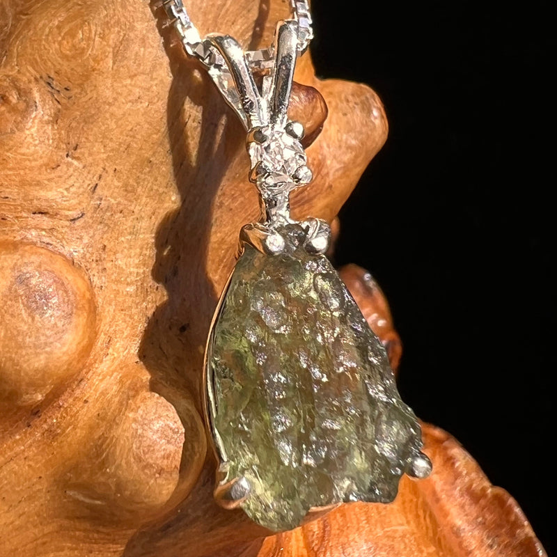 Moldavite & Herkimer Diamond Necklace Sterling #5502-Moldavite Life