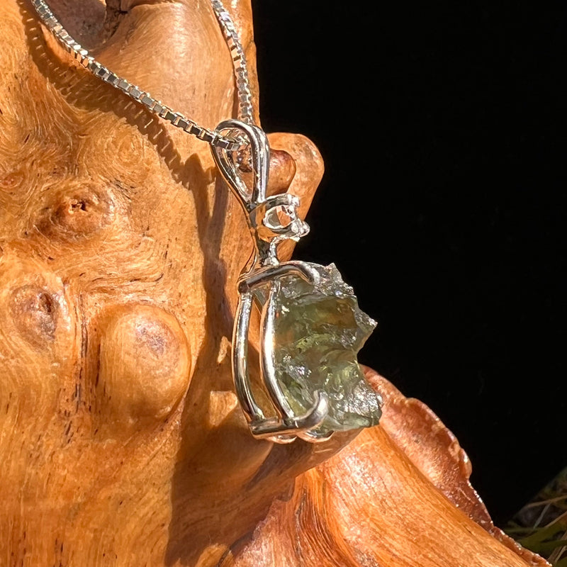 Moldavite & Herkimer Diamond Necklace Sterling #5505-Moldavite Life