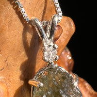 Moldavite & Herkimer Diamond Necklace Sterling #5506-Moldavite Life