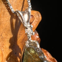 Moldavite & Herkimer Diamond Necklace Sterling #5507-Moldavite Life