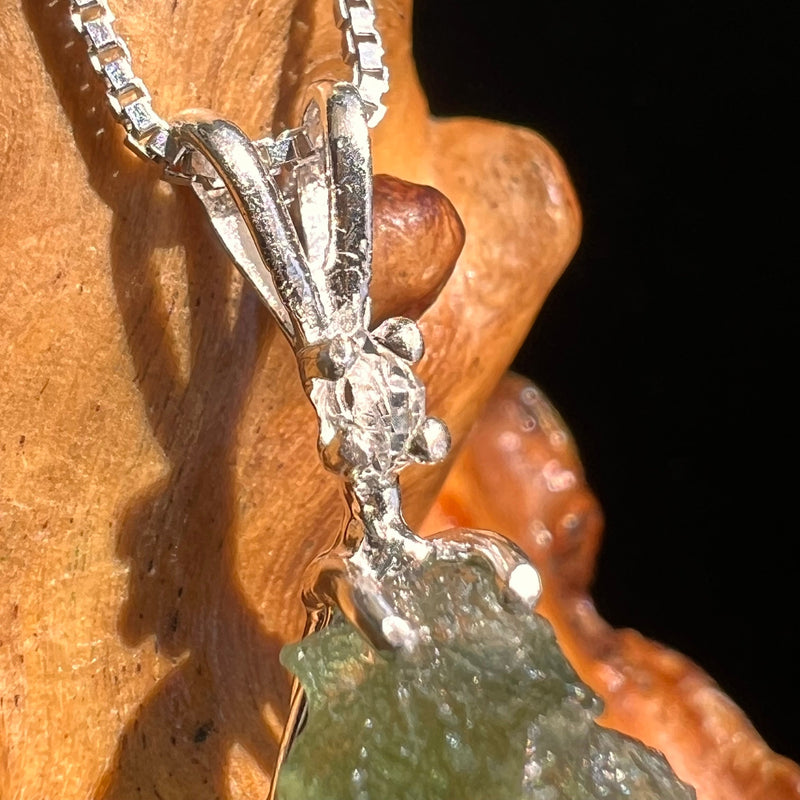 Moldavite & Herkimer Diamond Necklace Sterling #5508-Moldavite Life