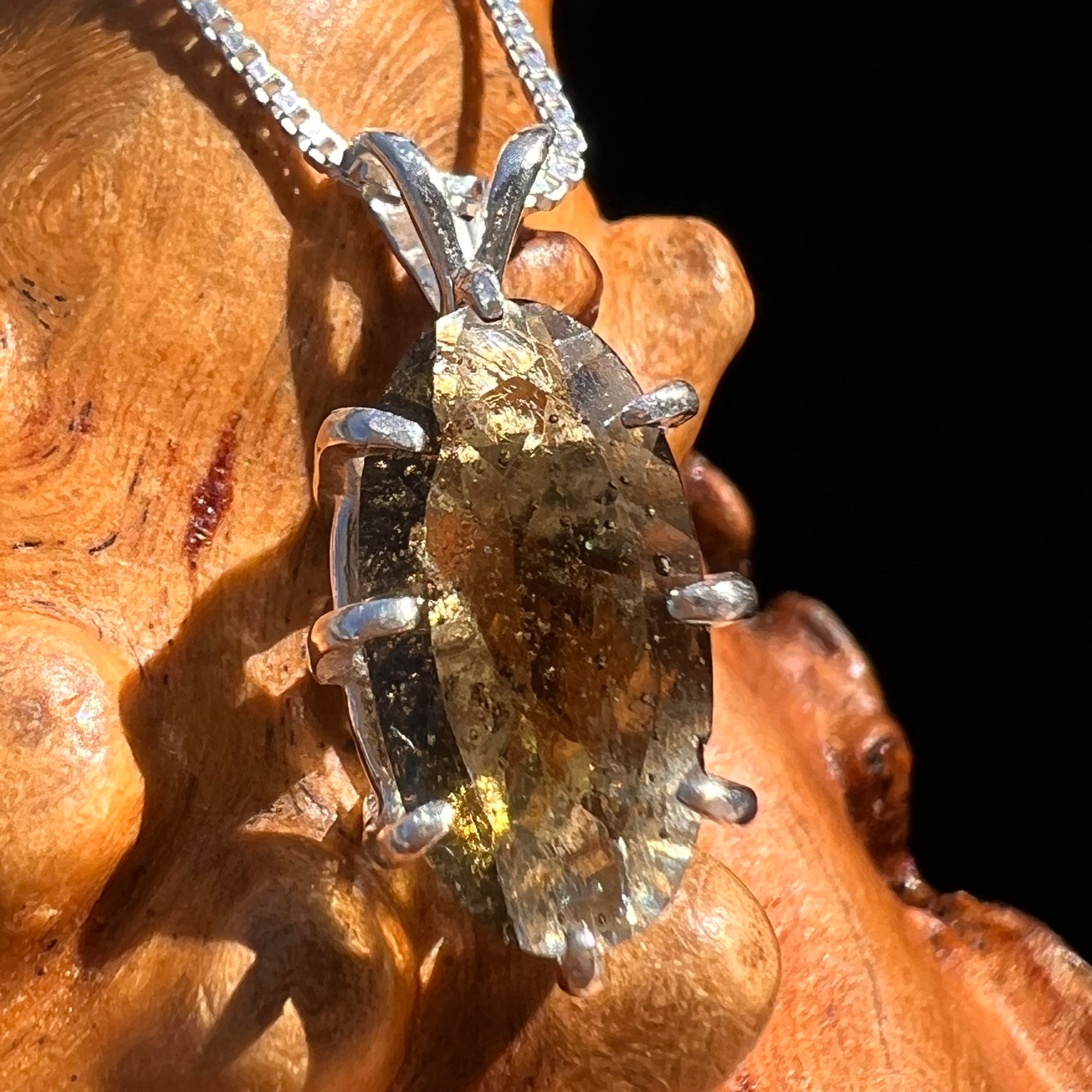 Moldavite & Herkimer Diamond Necklace Sterling #7652-Moldavite Life