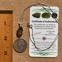 Moldavite & Herkimer Diamond Necklace Sterling #7653-Moldavite Life